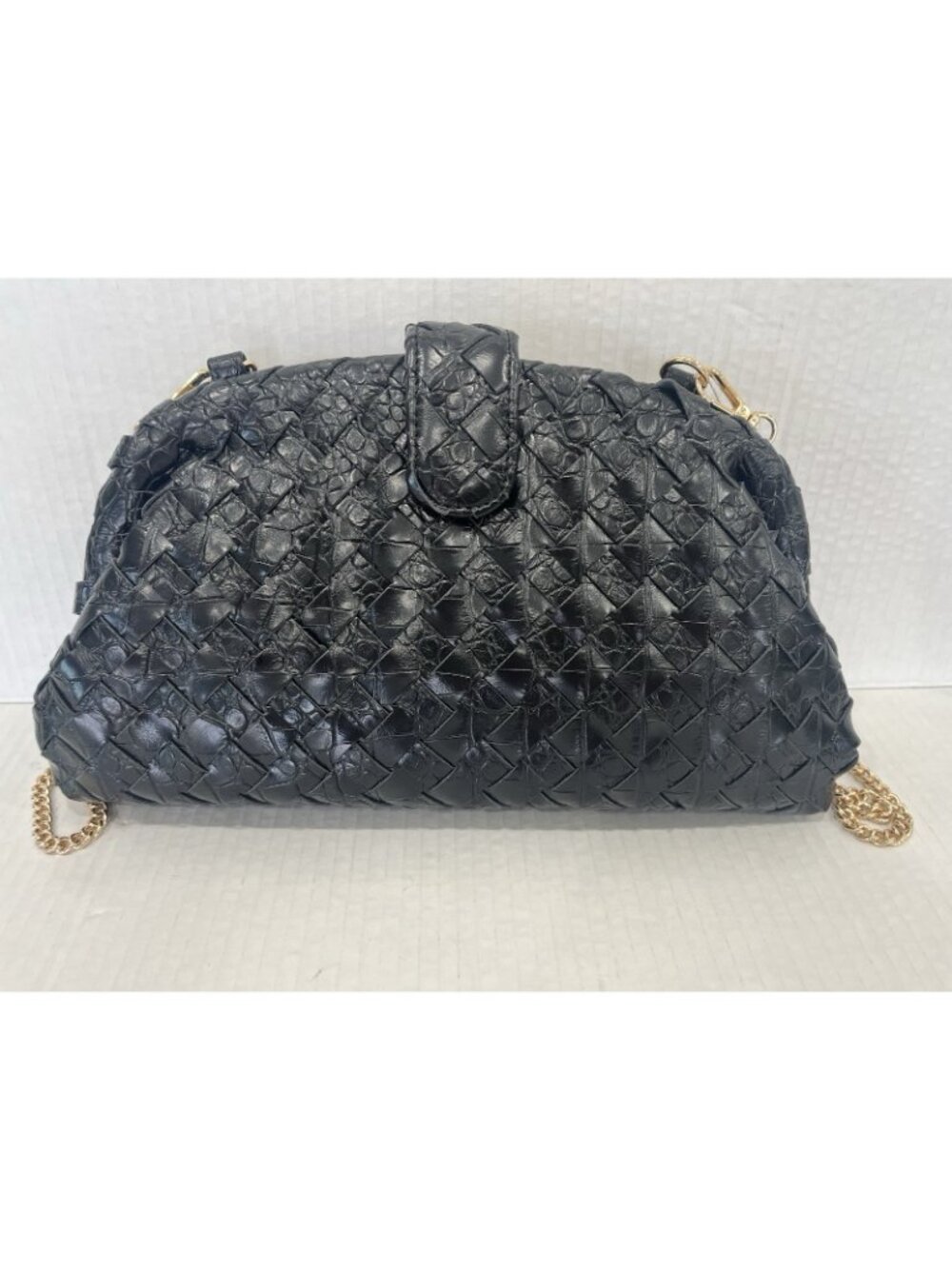 Nordstrom $80 Moda Luxe GiGi Crossbody Bag Woven Black Vegan Soft Leather Clutch - Picture 3 of 16